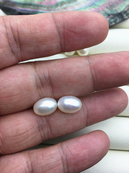 2 pairs AAA 8-8.5mm white/gray long rice freshwater pearls pairs,for dangle pearl earrings,LR8-3A-87