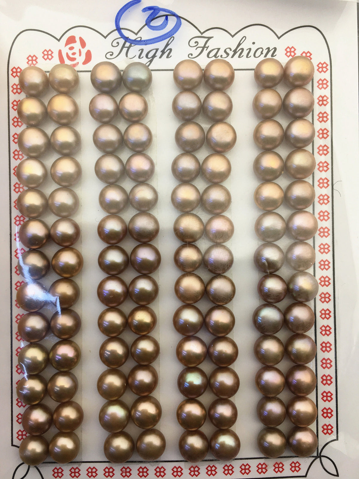 52pairs AAA 6.5-7mm Brown Button Round pearls pairs,for design for stud earrings,BTN6-T1