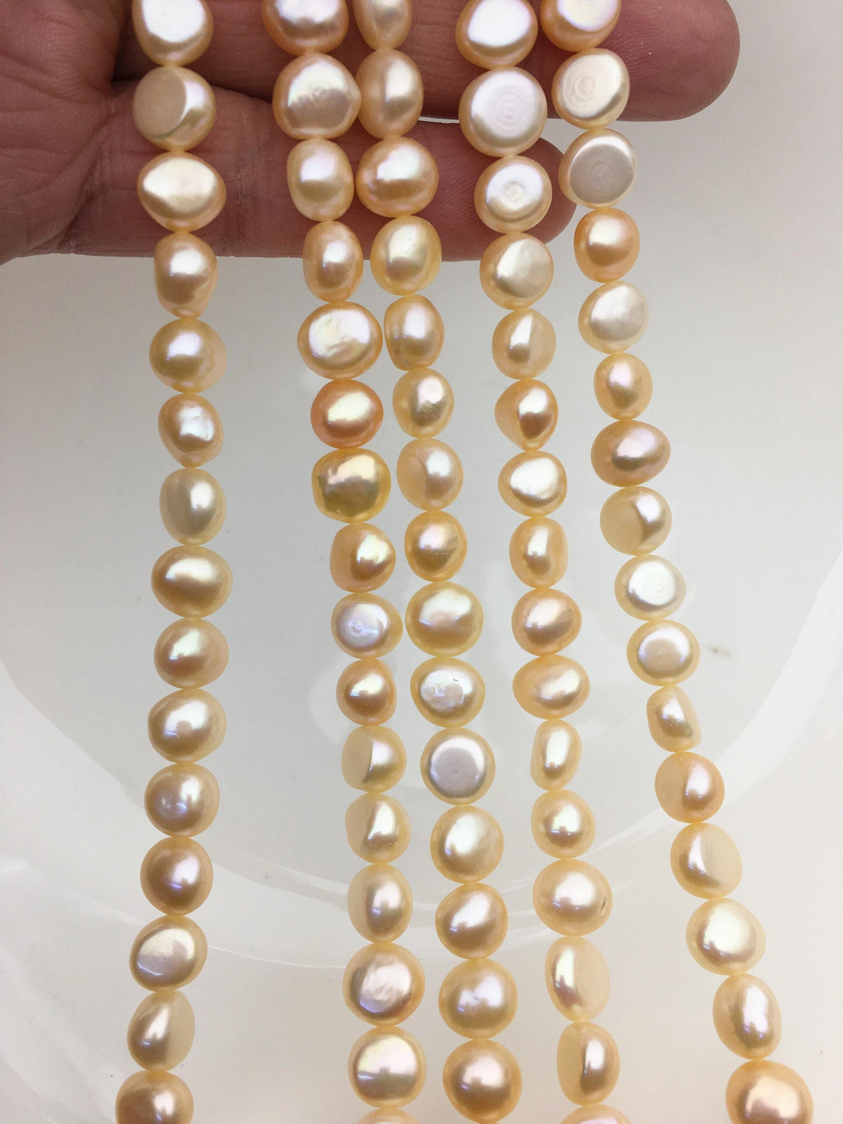 AAA 8-9mm orange peachnugget freshwater pearls, irregular nugget freshwater pearl strand, Bulk Supplier, china wholesale, LM8-T1