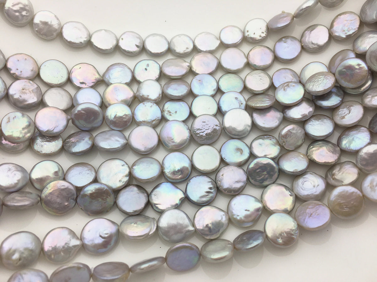 AA+ 11-12mm Gray Coin freshwater pearls,good quality,diy bead,flat round pearl bead strings,COIN11-T2