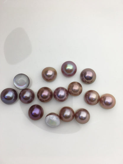 15pcs AAA 11-12mm Baroque Mabe Natural Purple Rainbow Freshwater Pearls,no hole,MB-T16