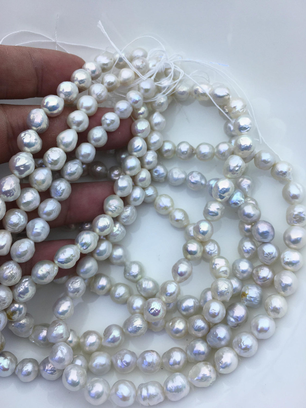 AA+ 7-9mm white baroque Edison Freshwater Pearl,ED12-2A-5-31