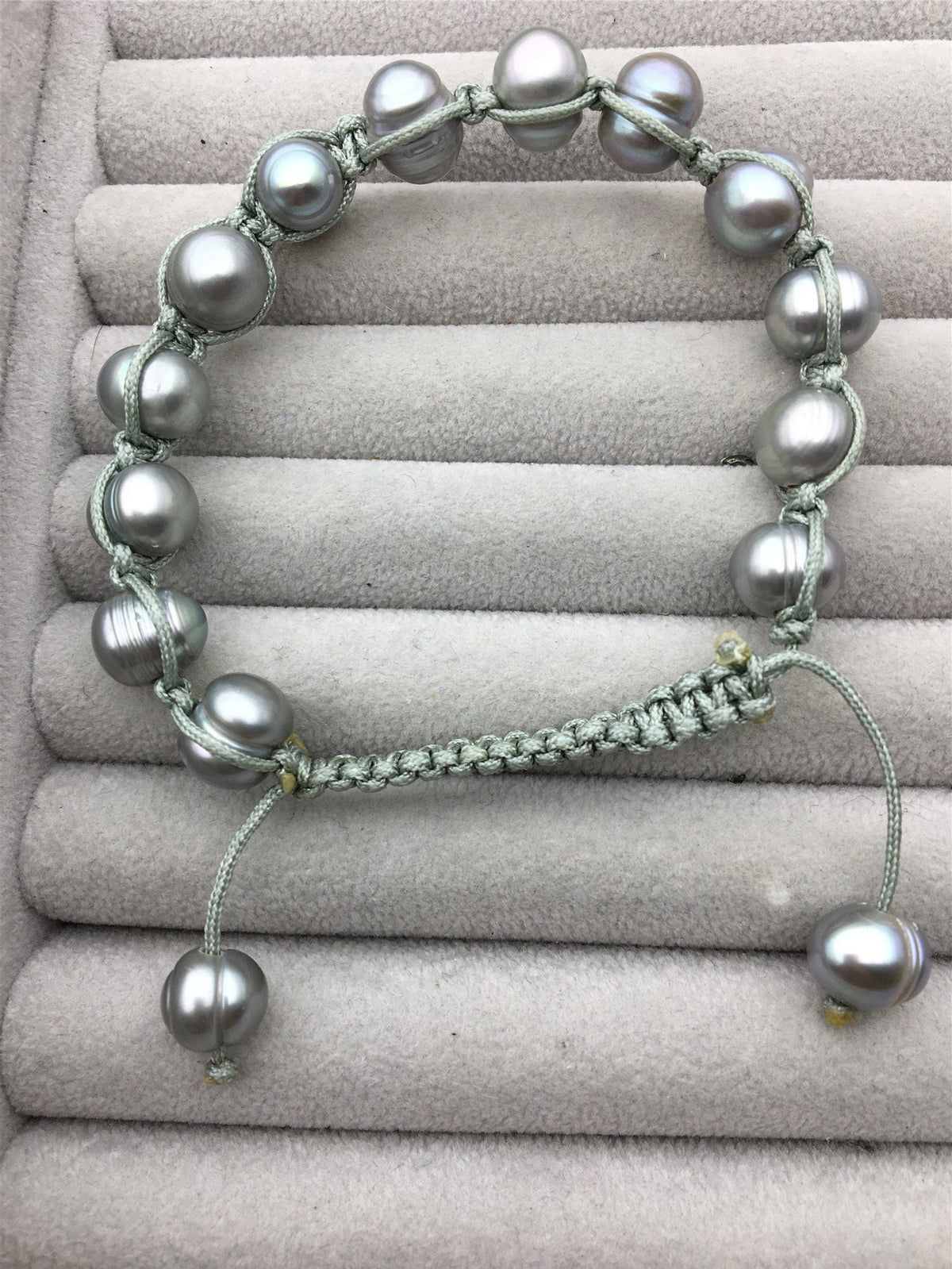 11mm big Gray pearl thread bracelet, adjust length, pearl bracelet, knotted freshwater pearl bracelet, Pearls Bracelet, B8-012