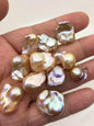 11pcs AAA 13-20mm natural color rainbow baroque freshwater pearls,no hole,ZS-127-T9
