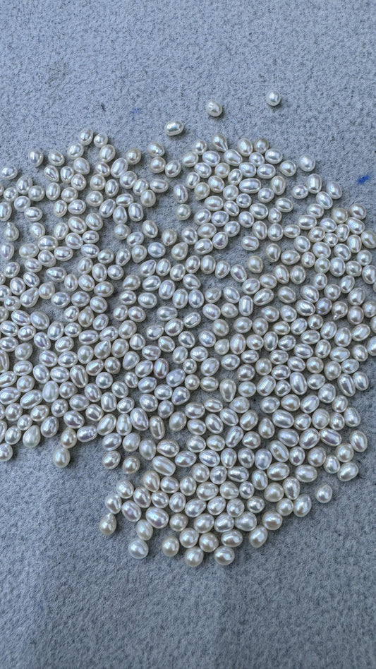 50pcs AAA 3.5-4 white rice freshwater pearls,no hole,LR3-T3