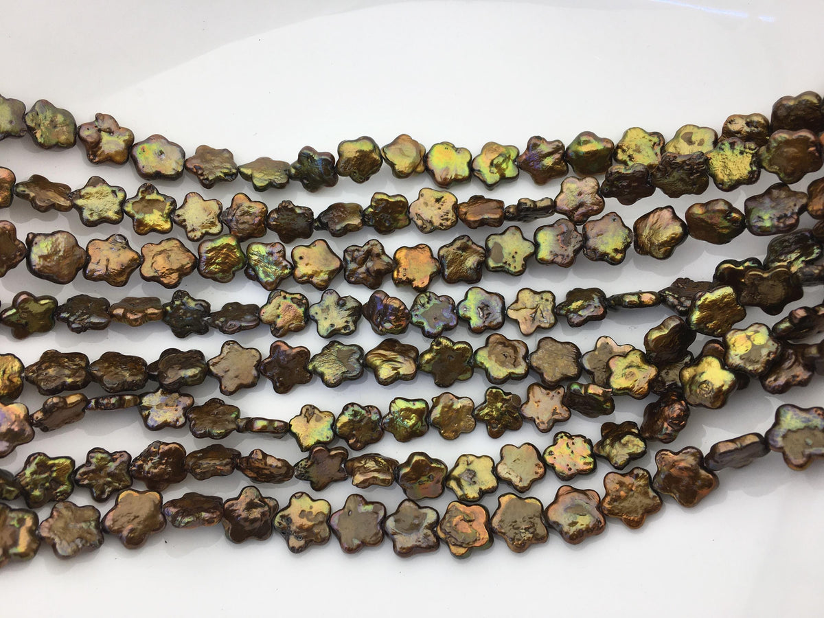 AA 10-12mm brown plum blossom Freshwater Pearl,ZS-119-22