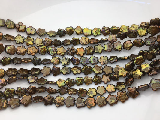 AA 10-12mm brown plum blossom Freshwater Pearl,ZS-119-22
