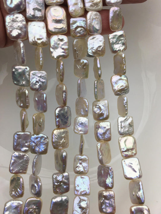 AAA 11-13x15-17mm Natural Color Rectangle Block Freshwater Pearl,ZS-119-34