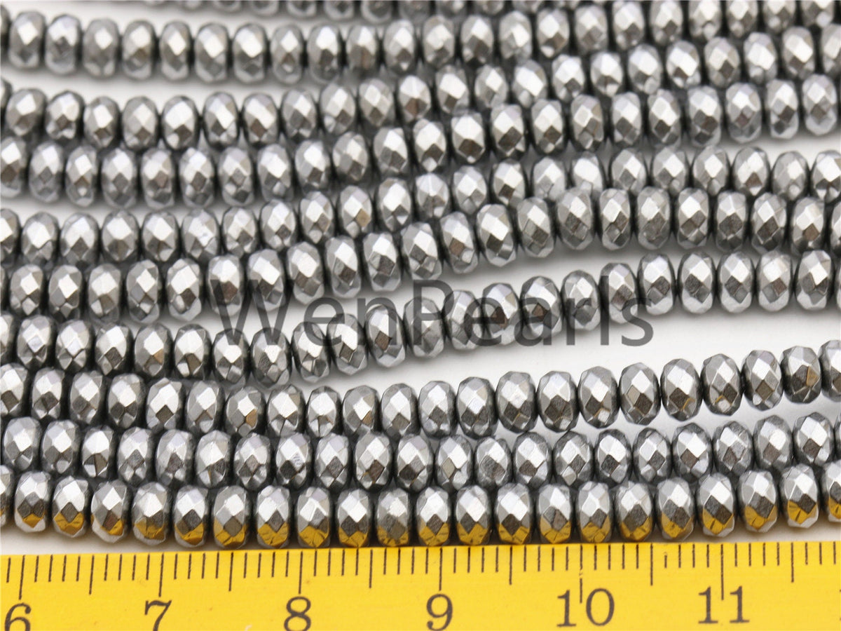Hematite silver Gray,3x4mm Rondelle Beads,AAA, 125 beads,15.5 inches,G50-B34-002