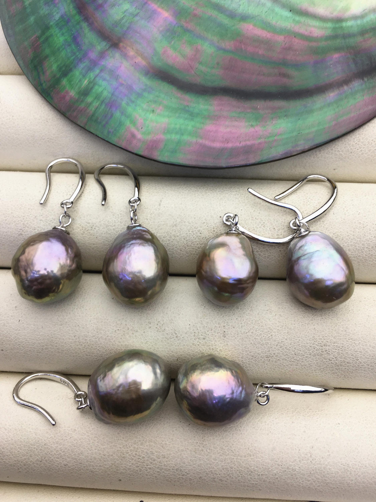 1 pair AAA 11-14mm gray bronze drop edison pearl dangle earrings,S925 Sterling Silver earrings,SE3-T9-3