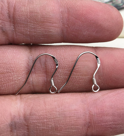 5 pairs 9x15mm Silver/Gold S925 sterling silver Fish Earring Hooks French Wire Hooks Hypo-allergenic Jewelry Findings, ASL-ER-002