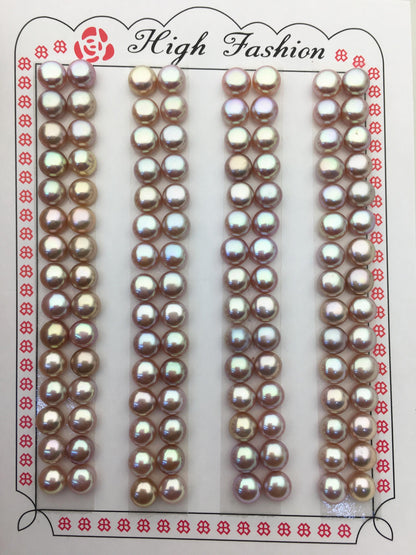 15 pairs AAA 5.5-6mm natural purple rainbow button round freshwater pearl, WHOLESALE, design for earrings, design for stud earrings, BTN5-T11