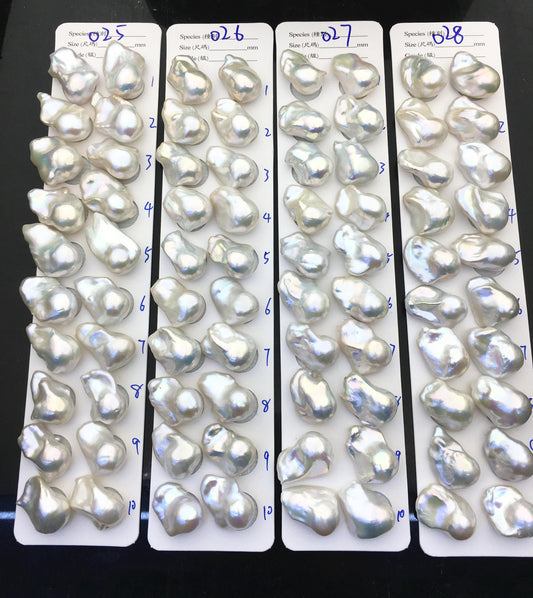 1 pair AAA 15-18x20-27mm White Flame ball Pearl Pairs - large Baroque freshwater pearl pairs, Fire Ball Pearl, FL15-3A-8-32