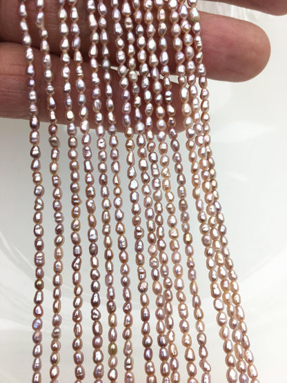 AA+ 2.3-2.5mm purple rice pearls, full strand, oval loose pearl beads, diy pearl, genuine pearl, Cultured pearl, diy pearl beads, LR2-T3