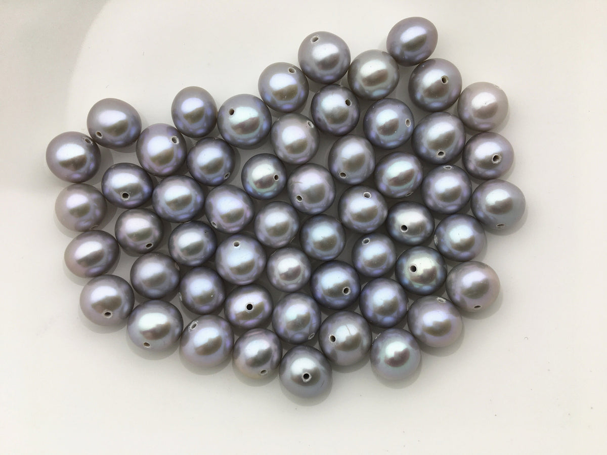 10pcs AAA+ 6.4-7.3mm gray near round freshwater pearls,0.7mm through hole,RP7-T6