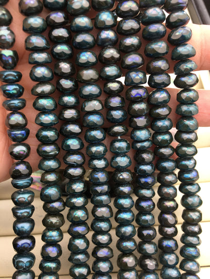 AAA 7.5-8.5mm deep blue carved face button round freshwater pearls,Cultured freshwater pearls beads,SM9-3A-92-3