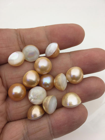 18pcs AAA 11-12mm Natural Orange Baroque Mabe Natural Rainbow Freshwater Pearls,no hole,MB-T13