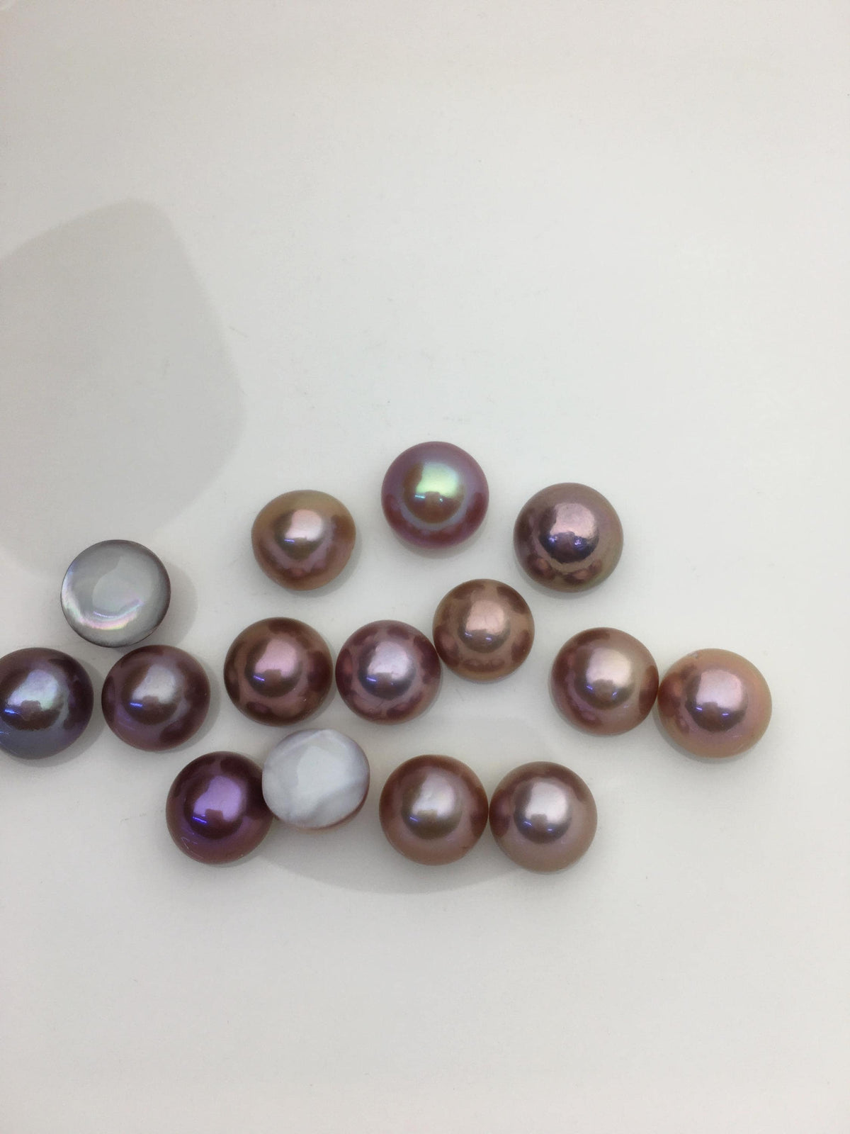 15pcs AAA 11-12mm Baroque Mabe Natural Purple Rainbow Freshwater Pearls,no hole,MB-T16