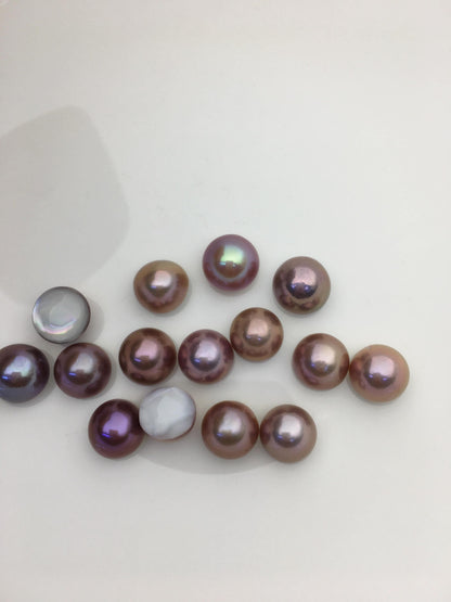 15pcs AAA 11-12mm Baroque Mabe Natural Purple Rainbow Freshwater Pearls,no hole,MB-T16