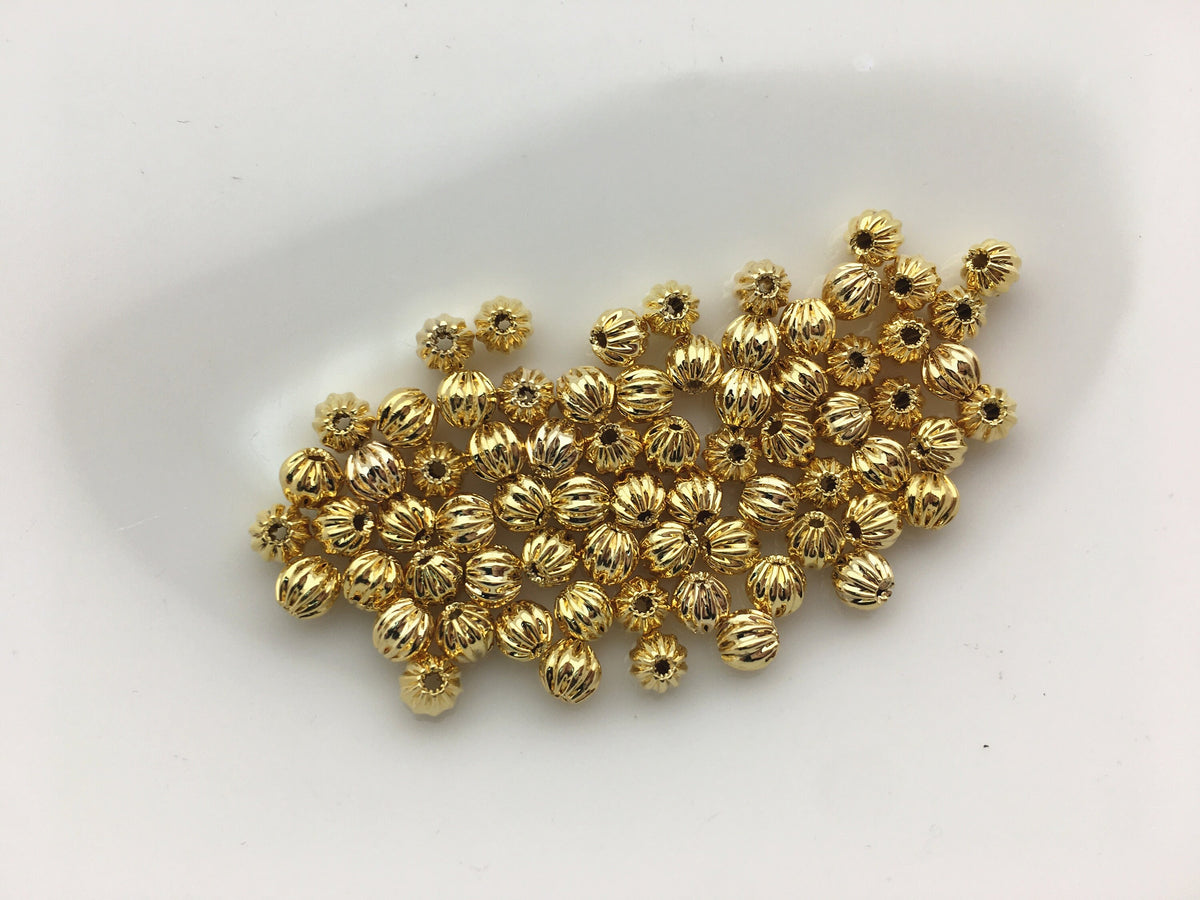 50pcs 4mm Yellow Gold Round Gold Beads,copper plated 18k solid gold,AAL-003-8