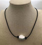 AAA White big Baroque Pearl necklace, Leather Pearl Choker, Pearl Leather Necklace, White Freshwater pearl, Black Leather Pearl necklace, Le1-081