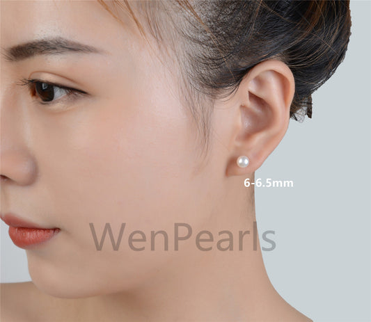 promote for Opening, 6-6.5mm aaa pearl earrings, Sterling Silver, white/Ivory Pearl studs, SE1-008
