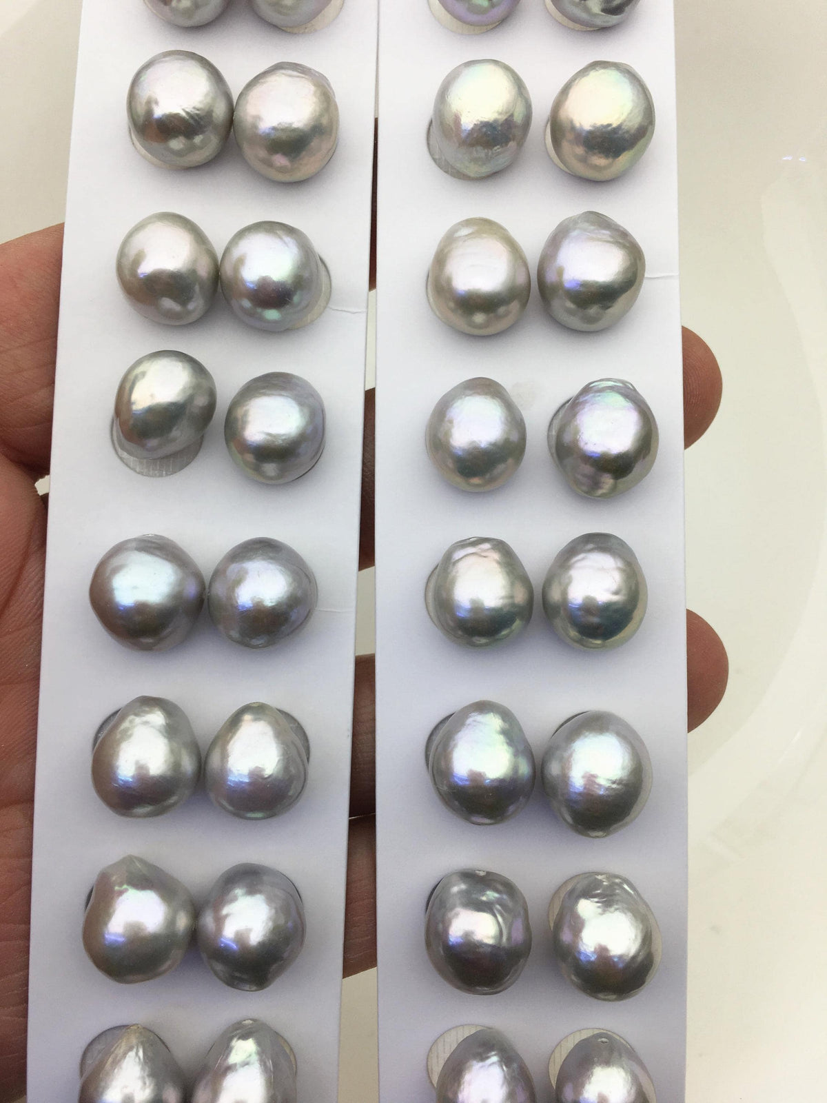 5pairs AAA 11-12mm Gray baroque drop edison freshwater pearl Pair,top half hole,ED11-3A-2-41