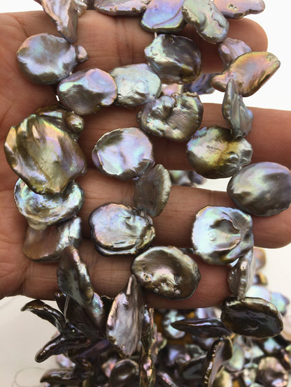 AA+ 12-16x13-17mm Gray Bronze Keshi Pearls, high luster, good quality, wholesale price, baroque pearl, keshi pearl strands, ZS-129-9-7