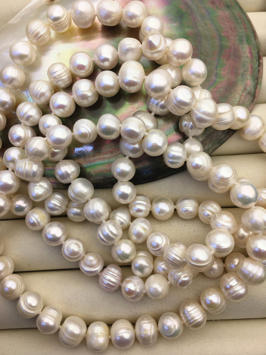 44'' AA 8.4-9.2mm white potato pearl Necklace,white Pearl necklace,NPN1-T22