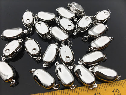 925 Sterling Silver or Alloy plated white gold Bean Shaped Clasp, Easy Push Clasp for pearl bracelet necklace, DIY clasp, ASL-CL-008