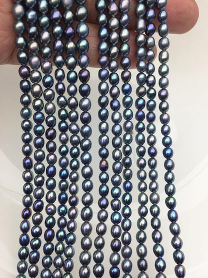 AAA 4-4.5mm black blue rice freshwater pearls,LR4-3A-45
