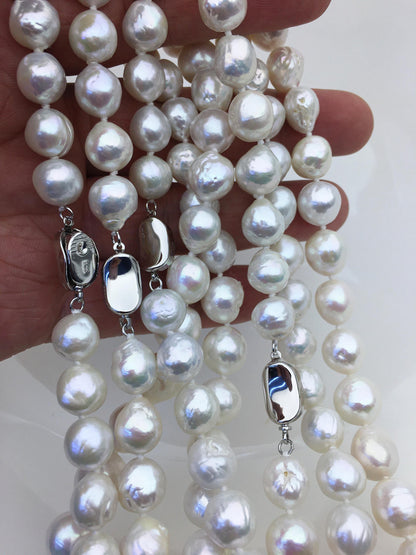 17.5'' AA+ 9-11mm white baroque drop edison freshwater Pearl necklace,genuine Natural Pearl Necklace,NPN1-T30-6