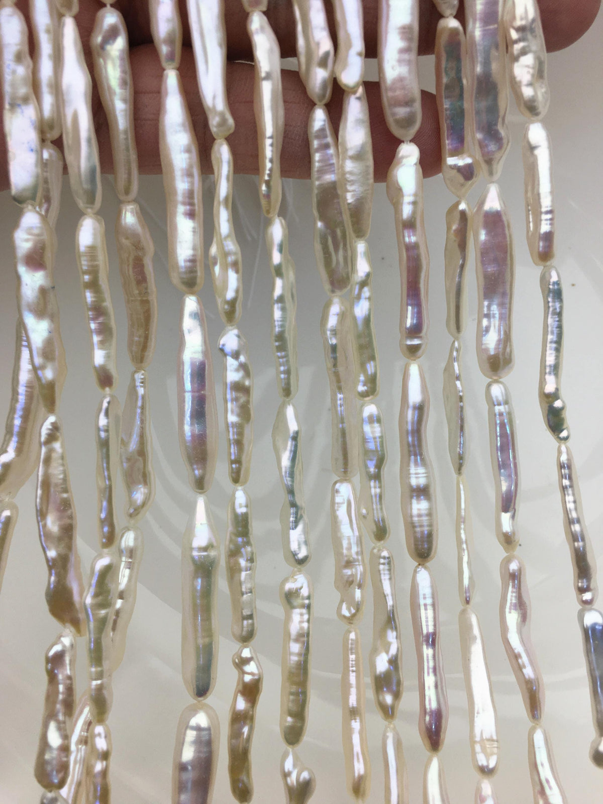 15.5'' AA+ 4-7mm White Toothpick pearls,ZS-80-7