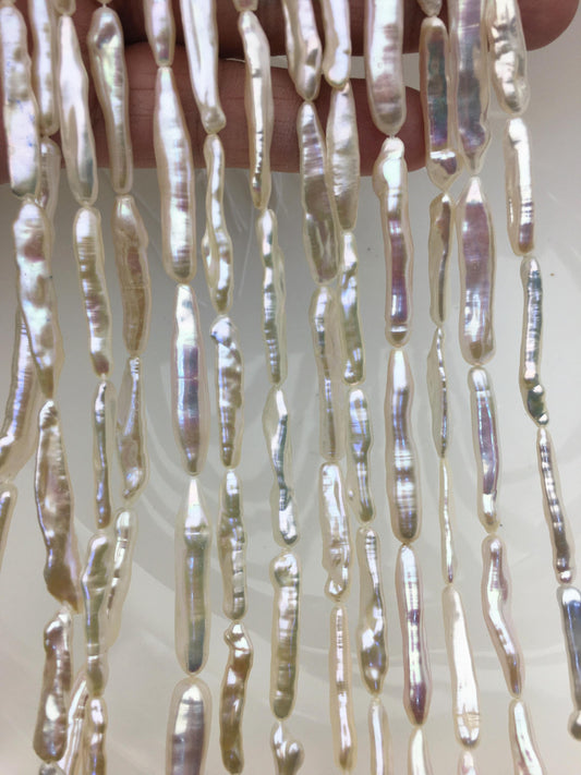 15.5'' AA+ 4-7mm White Toothpick pearls,ZS-80-7