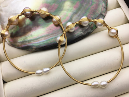 7'' AAA misc color/white color pearl handmade bangle bracelet, B8-055-6