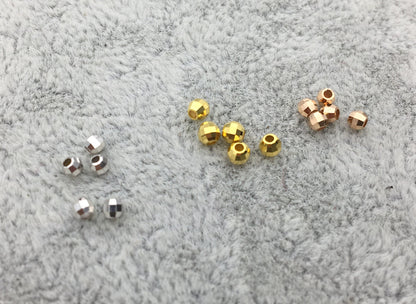 18k Real 2mm/2.3mm/2.8mm White/Yellow/Rose Gold Handmade Bali Style Faceted Round Beads, 18k Gold Beads. 18k Spacer Beads, ASG-PJ-002