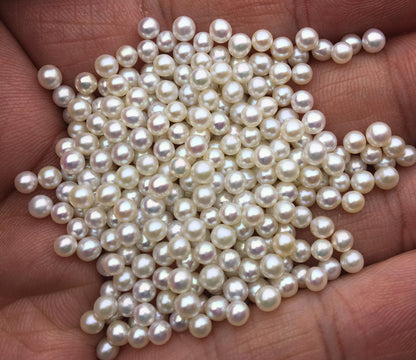 10pcs AAA 3-3.5mm white seed pearl bead,small pearls,tiny pearl supply,no hole,half drilled,RP3-3A-1