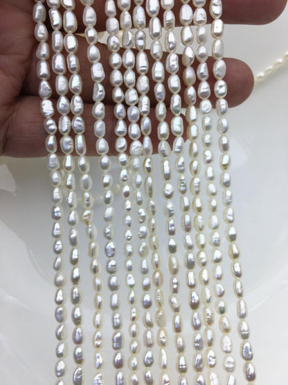 AA 3.5-4mm white nugget seed pearls,irregular nugget freshwater pearl strand,cheap price,pearl factory china,LM3-2A-1