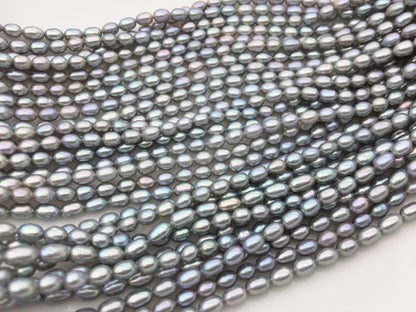 AAA 4-4.5mm gray rice freshwater pearls,Cultured pearl necklace,DIY pearl,Valentine's Day gift,LR4-3A-13
