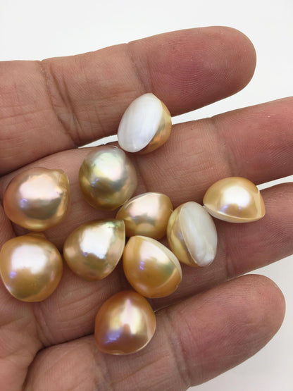 17pcs AAA 12-13mm natural color Baroque Teardrop Mabe Freshwater Pearls,no hole,MB-T24