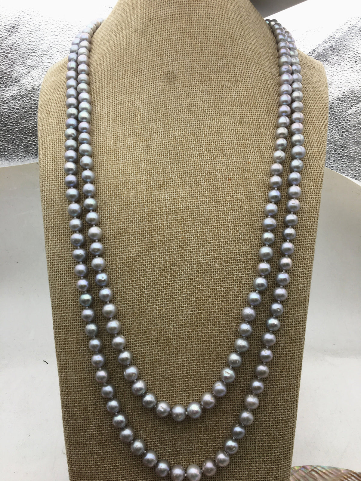 58'' 9mm AA Gray potato Freshwater Pearl Necklace,NPN1-T34