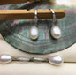 AAA 9mm White rice pearl cz dangle earrings,zircon S925 Sterling Silver pearl earrings,pearl for women for girl,SE3-044