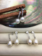 AAA 9mm White rice pearl cz stud earrings,zircon S925 Sterling Silver pearl earrings,pearl for women for girl,SE3-T26