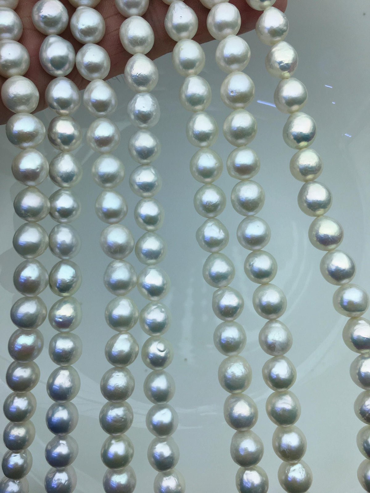 AAA 7-9mm white baroque near round freshwater pearls, large hole, loose pearl beads material, gift for her necklace, Cultured pearl, RP8-T2