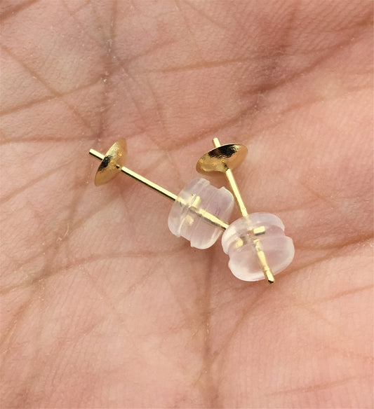 Heavy 4.3mm big CUP 18k yellow / white gold stud, post for stud earrings,diy,wholesale,ASG-ER-007