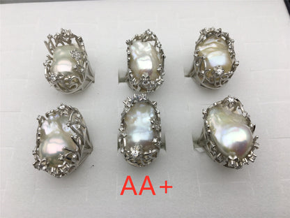 Very Big Baroque Pearl rings,affordable engagement rings,pearl wedding rings,promise rings for her,R1-018