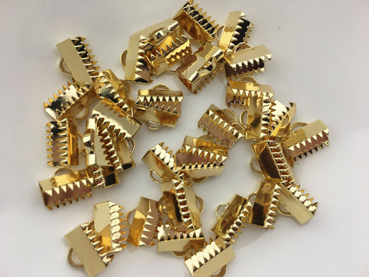 20pcs 6mmx10mm leather cord bracelet necklace Clip,copper palted 18k gold, AAL-003-22