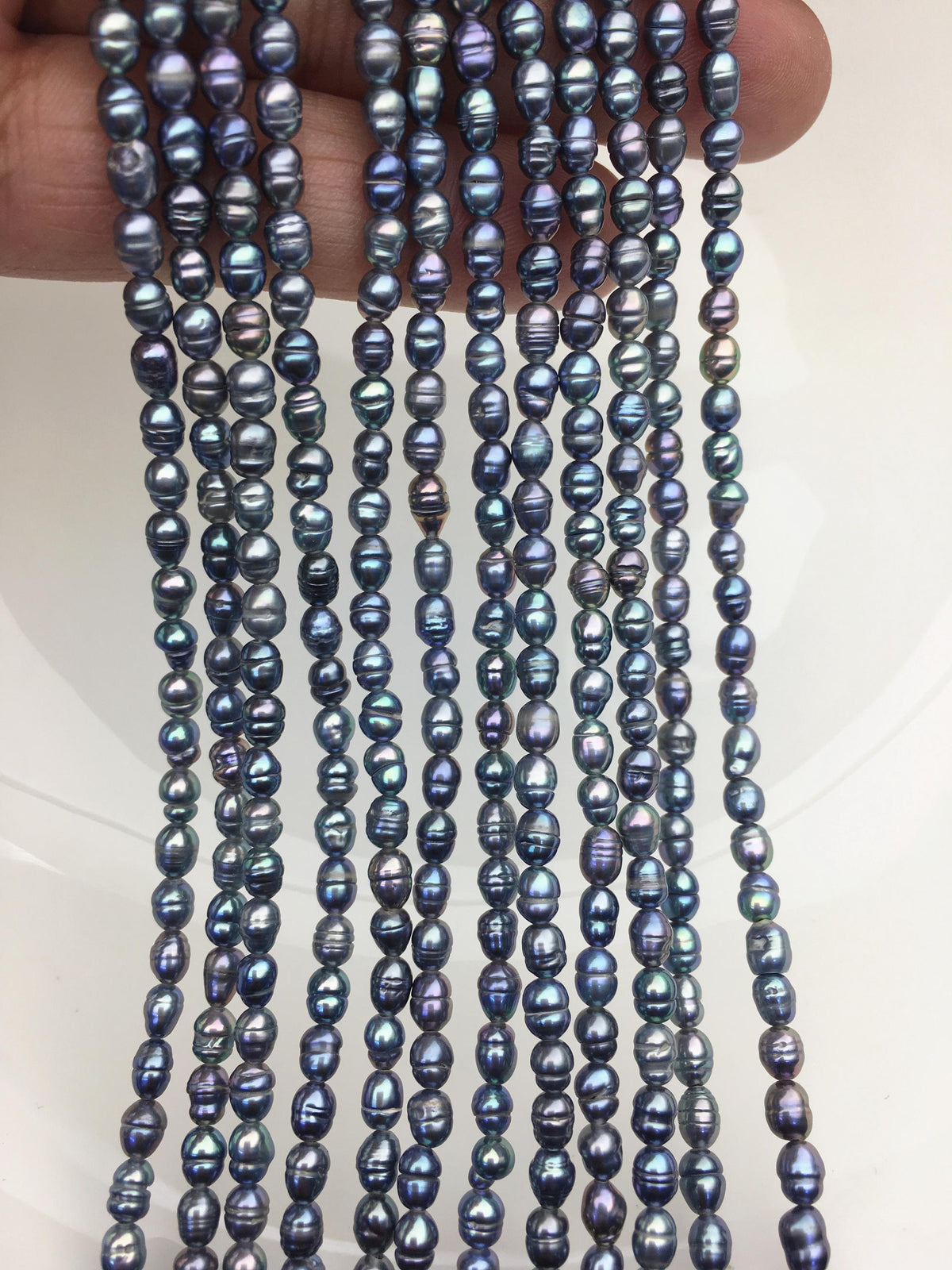 AA 3-3.5mm*4-5mm black blue rice freshwater pearls,LR3-T4