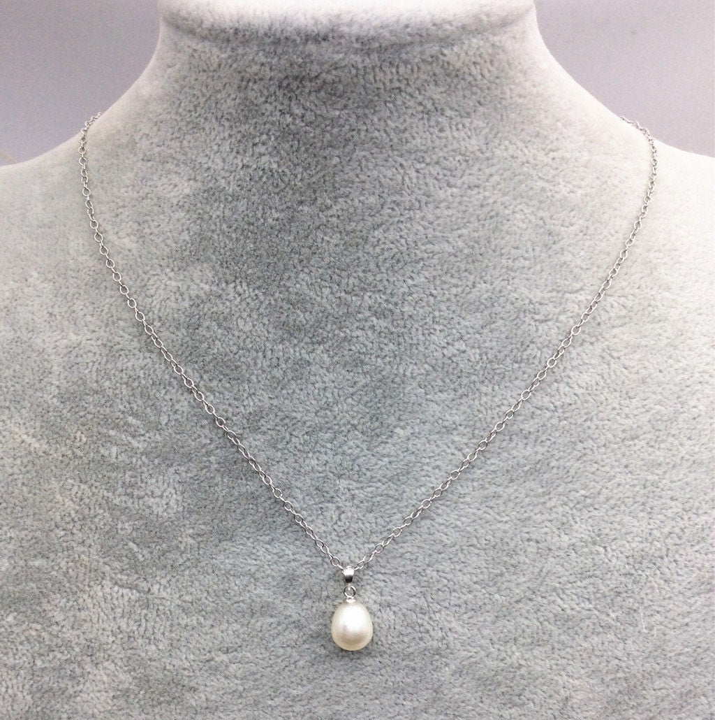 Rice Pearl necklace, Silver Chain, 925 silver chain, Faith Jewelry, Pearl Jewelry, bridal set, bridal jewelry, pink pearl, NC1-002