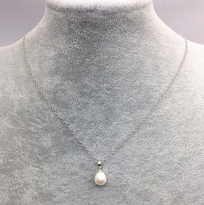Rice Pearl necklace, Silver Chain, 925 silver chain, Faith Jewelry, Pearl Jewelry, bridal set, bridal jewelry, pink pearl, NC1-002